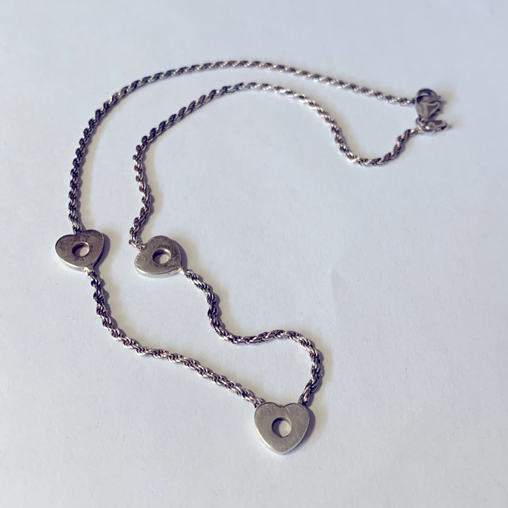 💝Vintage Silver 925 Heart Chain Necklace Italian